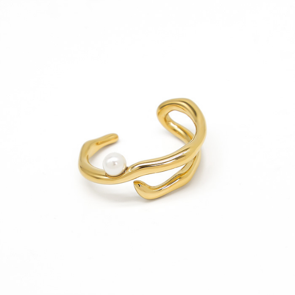 Secret Box NY 316 Stainless Steel Pearl Branch Ring