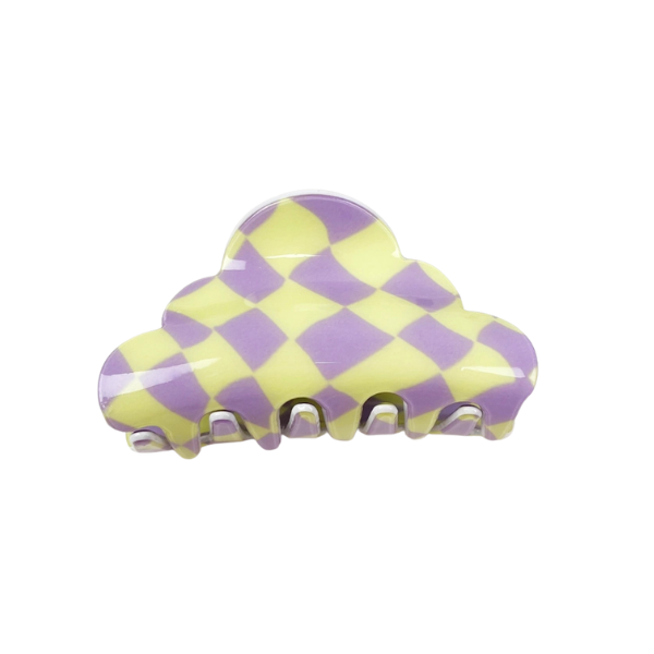 Lilac & Butter Yellow Checkered Claw Clip