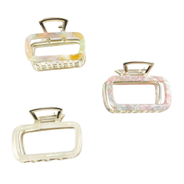 Opalescent Rectangle Metal Claw Clips