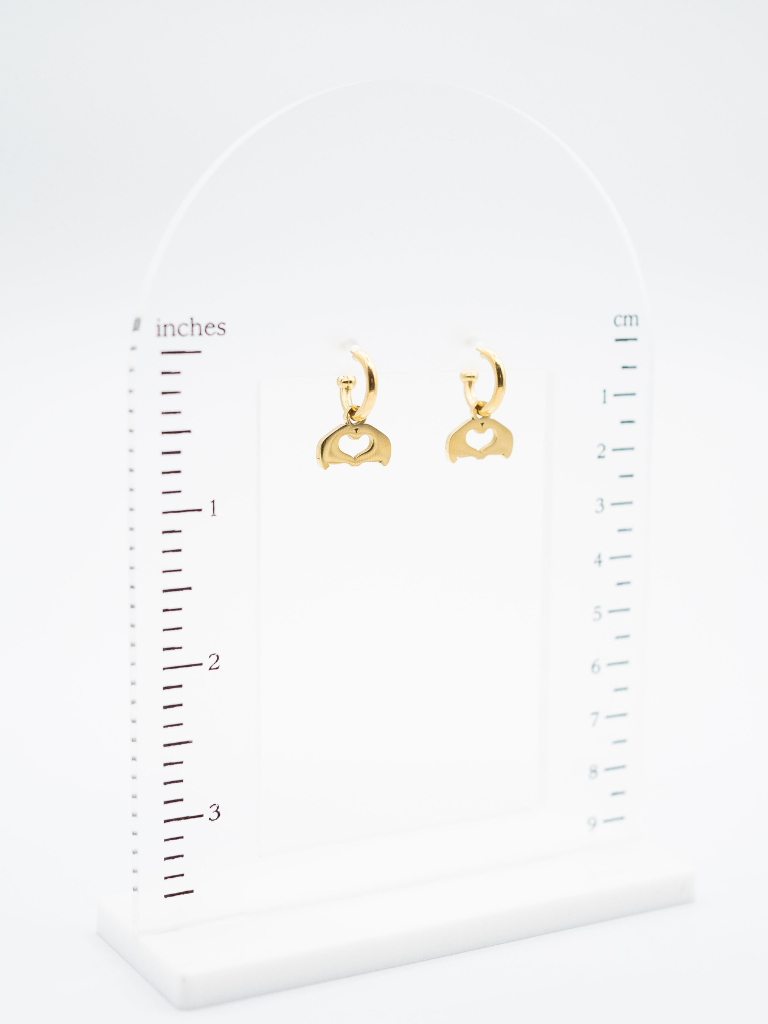 Heart Hand Huggie Hoop Earrings