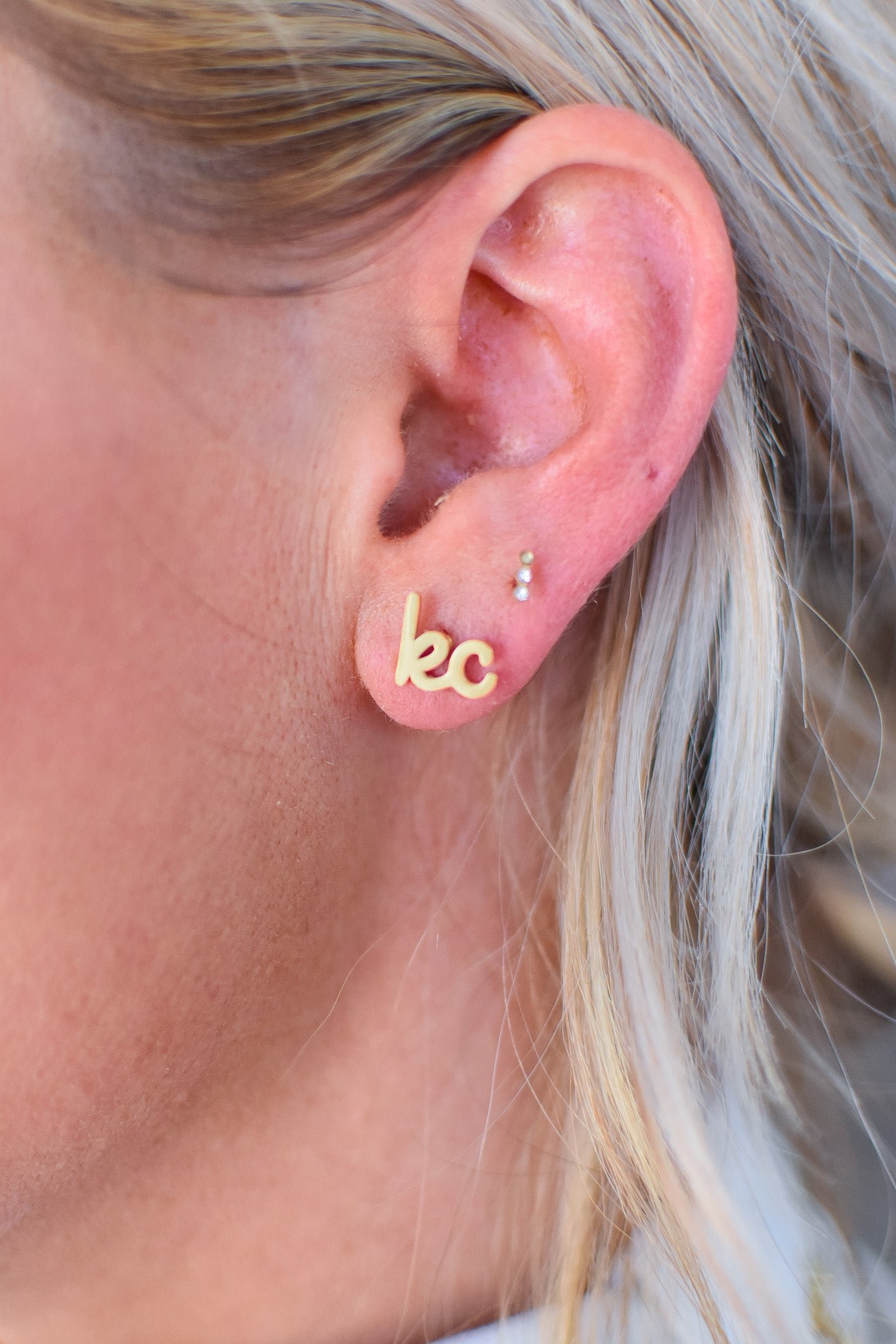 Gold Script KC Studs
