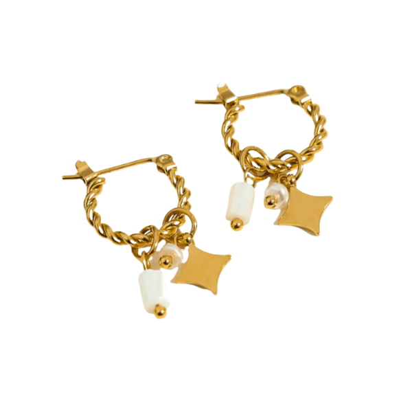 Vintage White Natural Stone Charm Earrings