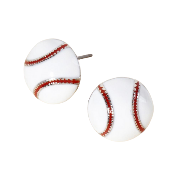 White & Red Baseball Stud Earrings