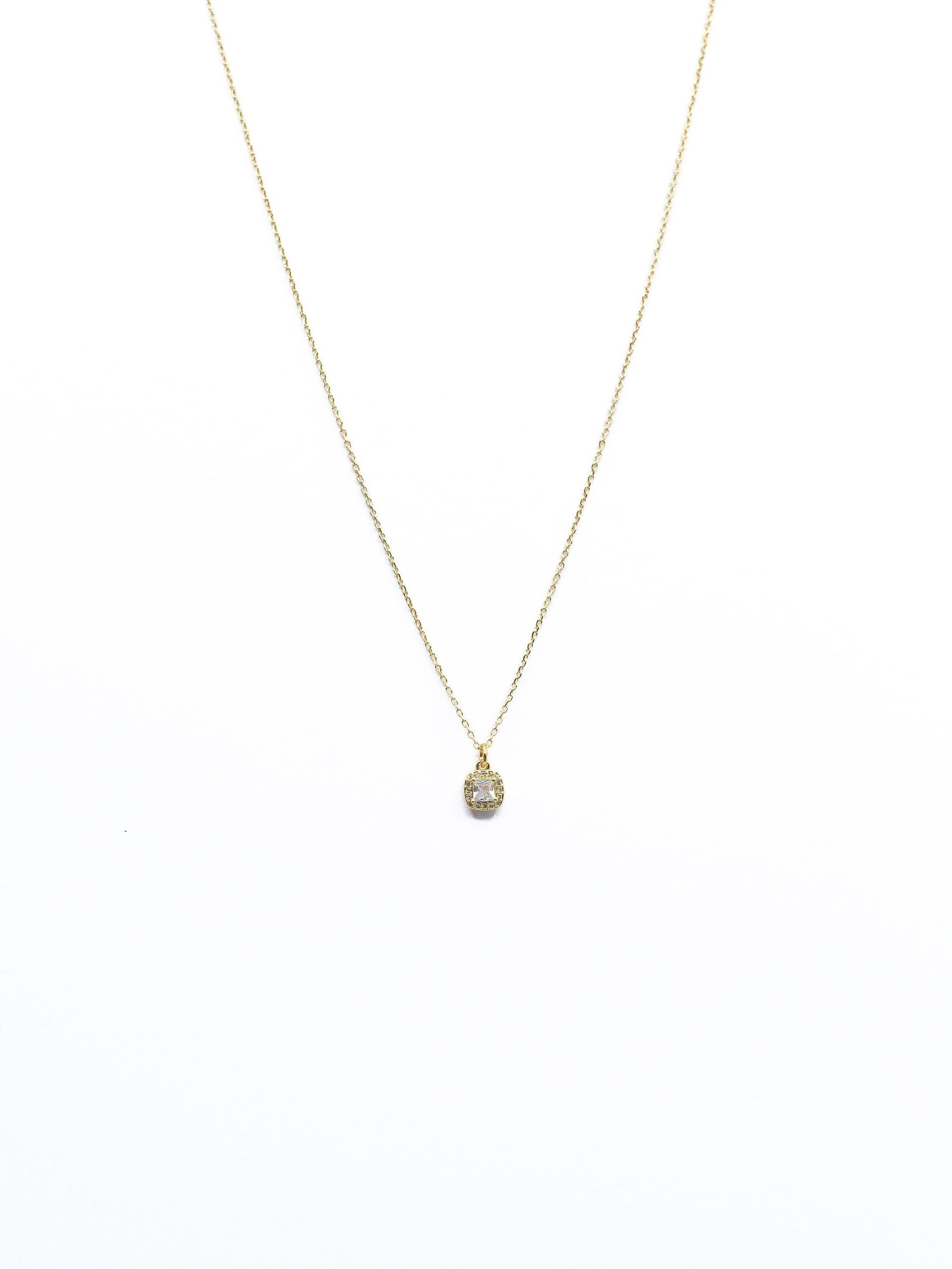 LA Small Cushion Cut CZ Pave Necklace