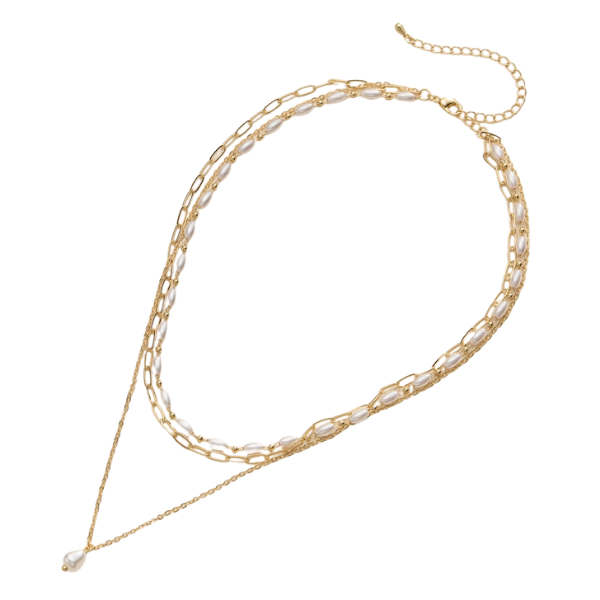 Pearl & Paperclip Chain Layered Necklace