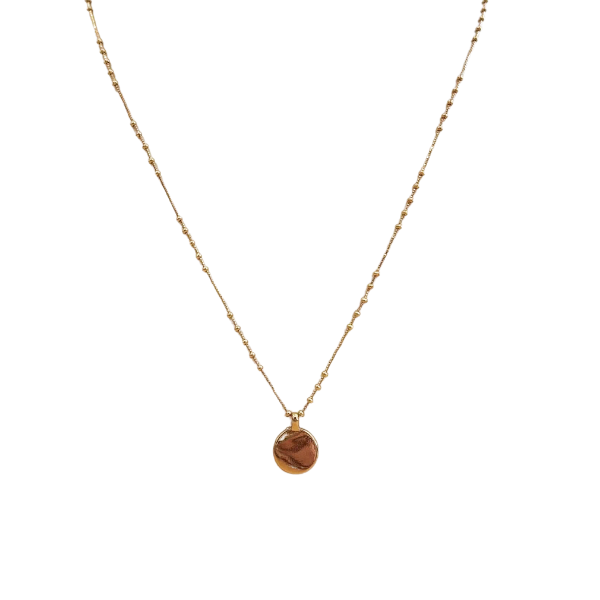 LA Gold Plated Gloss Disc Coin w/Stationed Pallini Chain Necklace