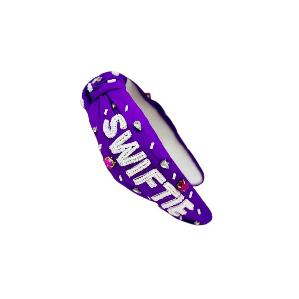 Swifty Dark Purple w/ White Rhinestone & Beaded Headband