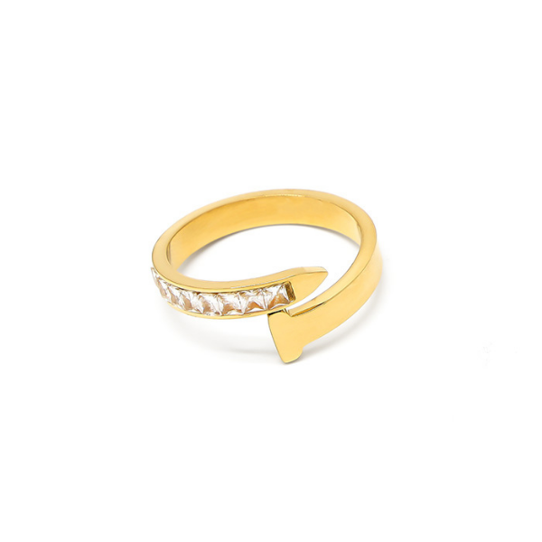 Secret Box NY 316 Stainless Steel Rhinestone Nail Ring