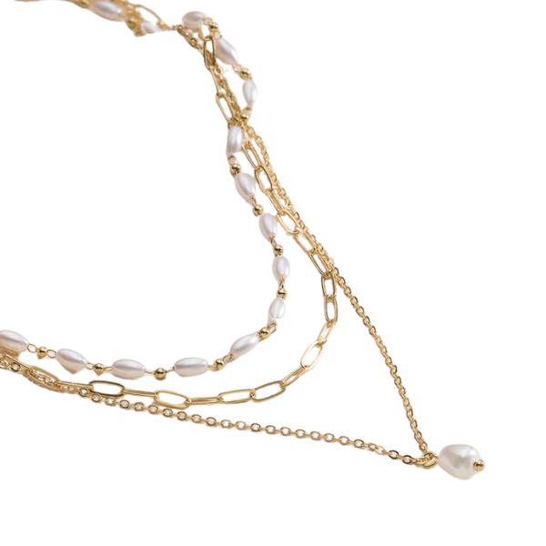 Pearl & Paperclip Chain Layered Necklace