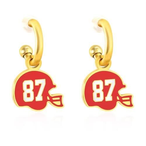 Kansas City #87 Helmet Huggie Hoop Earrings