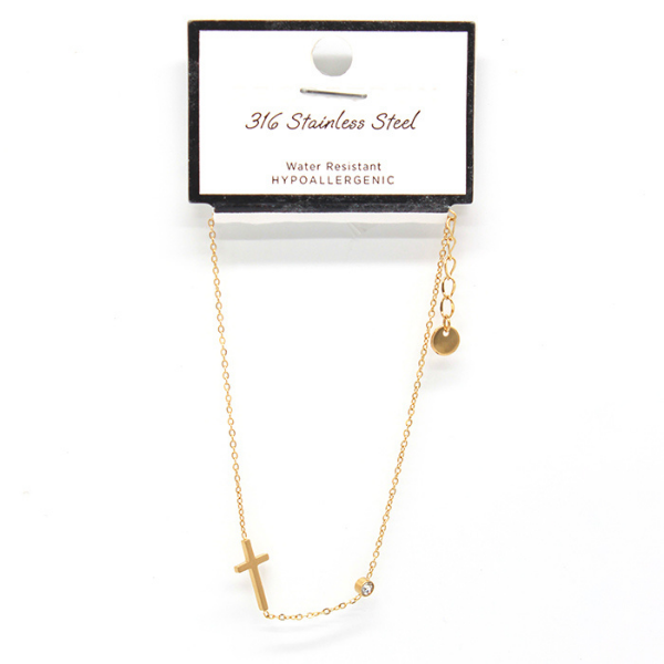 Secret Box NY Stainless Steel Cross Bracelet