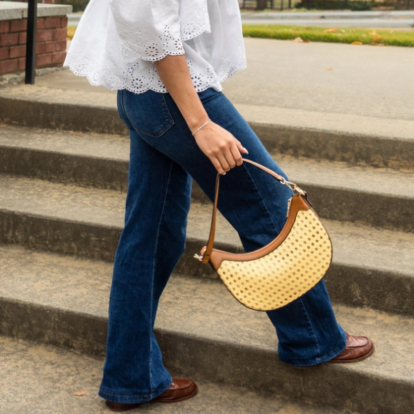 Half-Moon Rattan Crossbody Bag