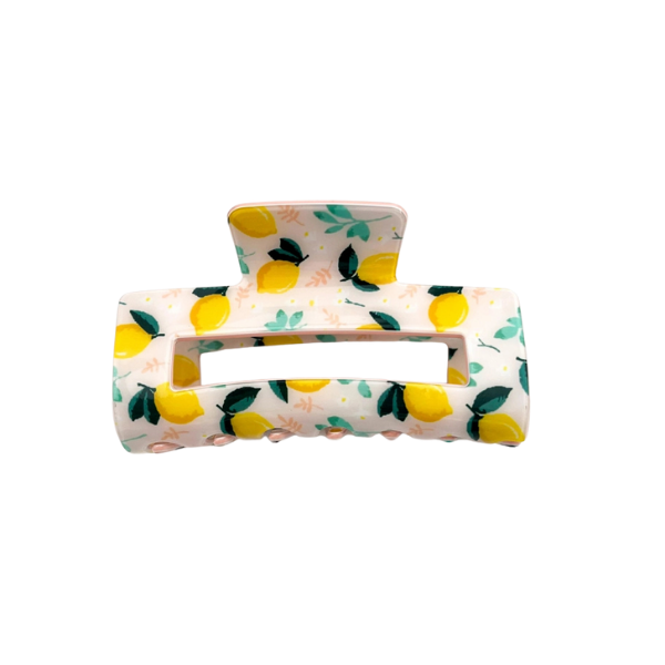 Lemon Print Rectangle Claw Clip