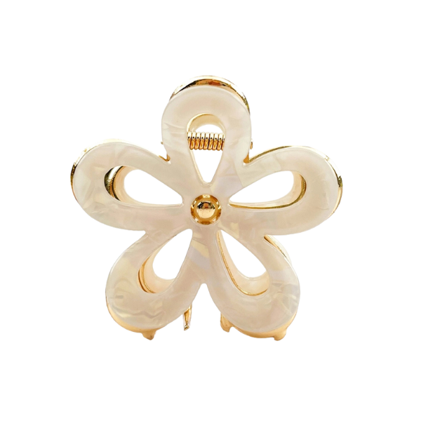 White Opalescent Metal Claw Clip