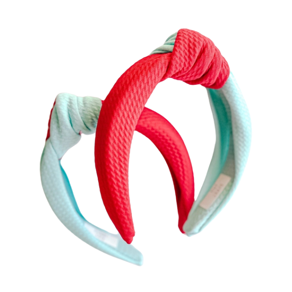 Evie Pearl Kansas City Teal & Red Top Knot Headband
