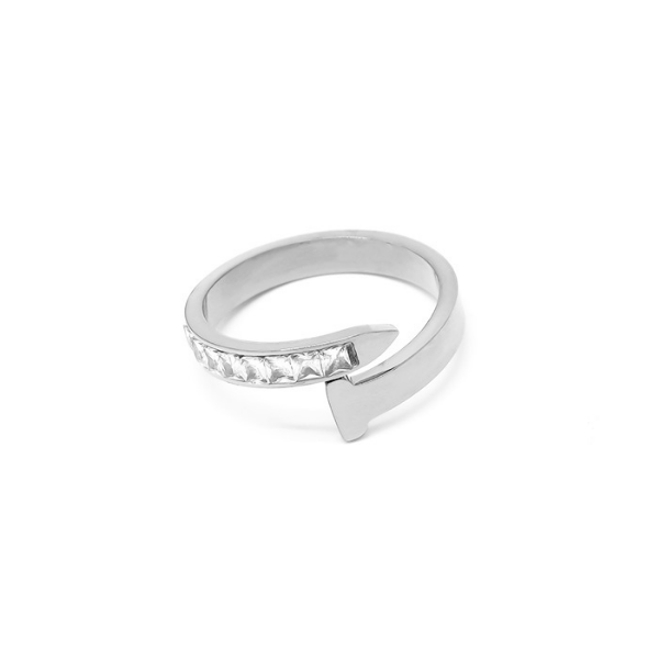 Secret Box NY 316 Stainless Steel Rhinestone Nail Ring