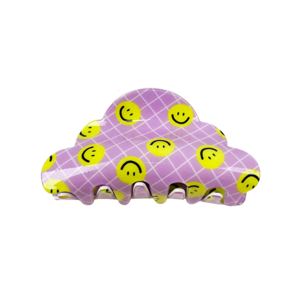 Lilac & Yellow Smiley Faces Claw Clip