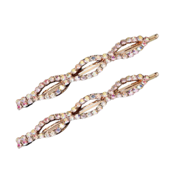 2pc Simple Rhinestone Bobby Pins Set