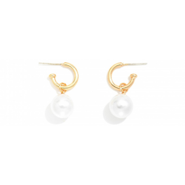 Pearl Charm Hoop Earrings
