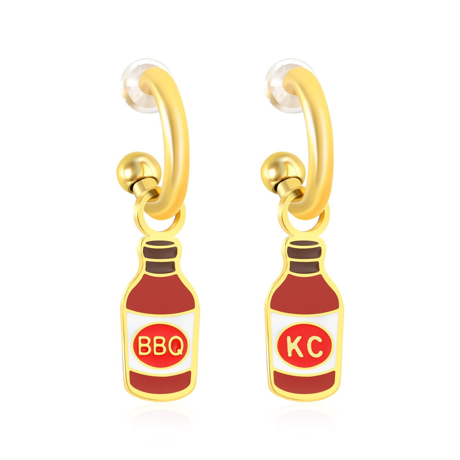 Kansas City BBQ Bottle Hoop Earrings