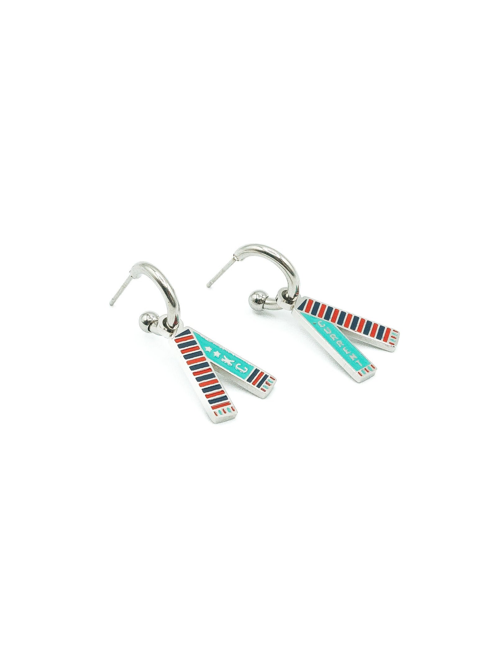 Kansas City Teal & Red Scarf Huggie Hoop Earrings