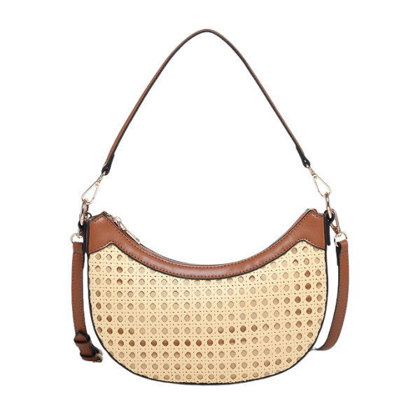 Half-Moon Rattan Crossbody Bag