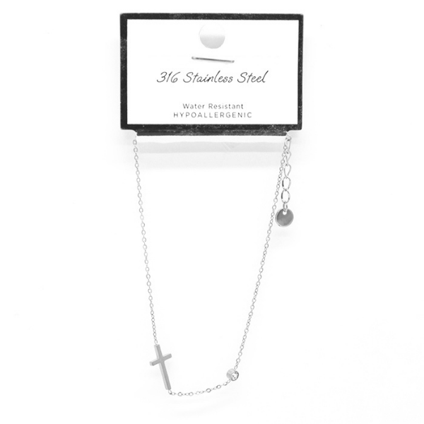 Secret Box NY Stainless Steel Cross Bracelet
