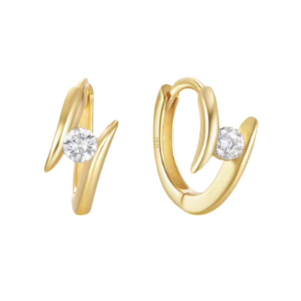 Geometric Twist w/CZ Stone Accent Earrings