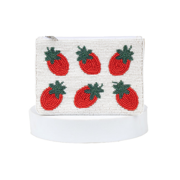 Beaded Fruit Coin Purses - Strawberry