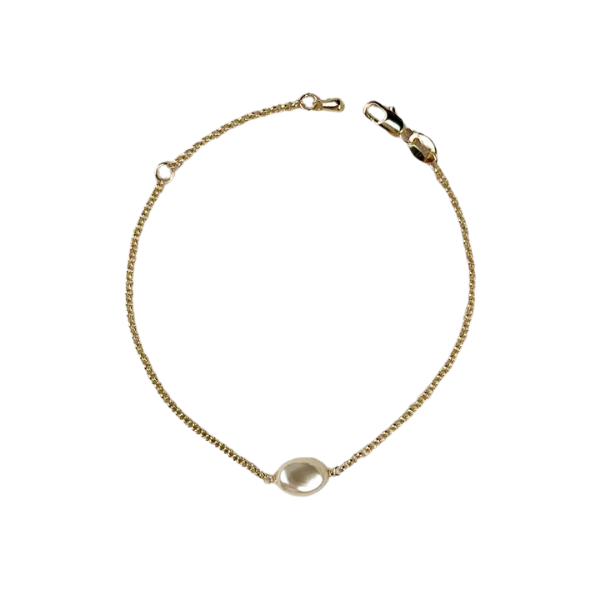 18K Gold Filled Bracelet - Single Baroque Pearl Bead