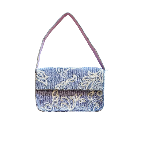 Lavender Geometric Beaded Shoulder Bag