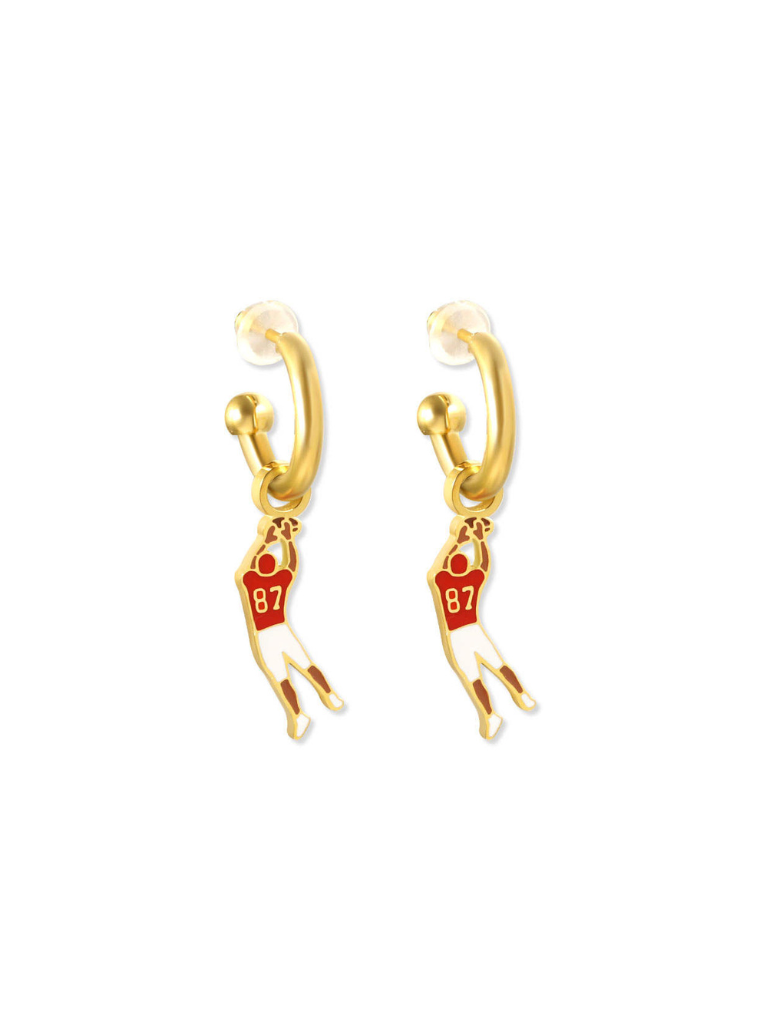 Kansas City Chiefs #87 Tight End Huggie Hoop Earrings