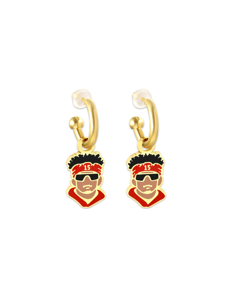 Kansas City #15 Quarterback Profile Huggie Hoop Earrings