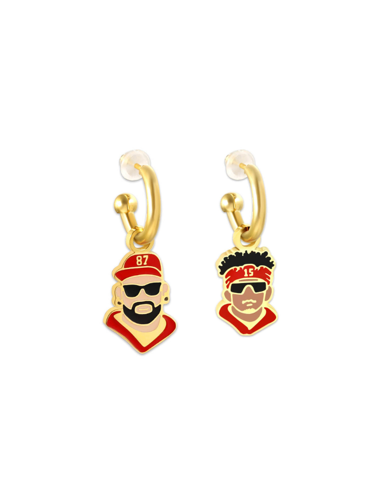 Kansas City #15 & #87 Profile Huggie Hoop Earrings