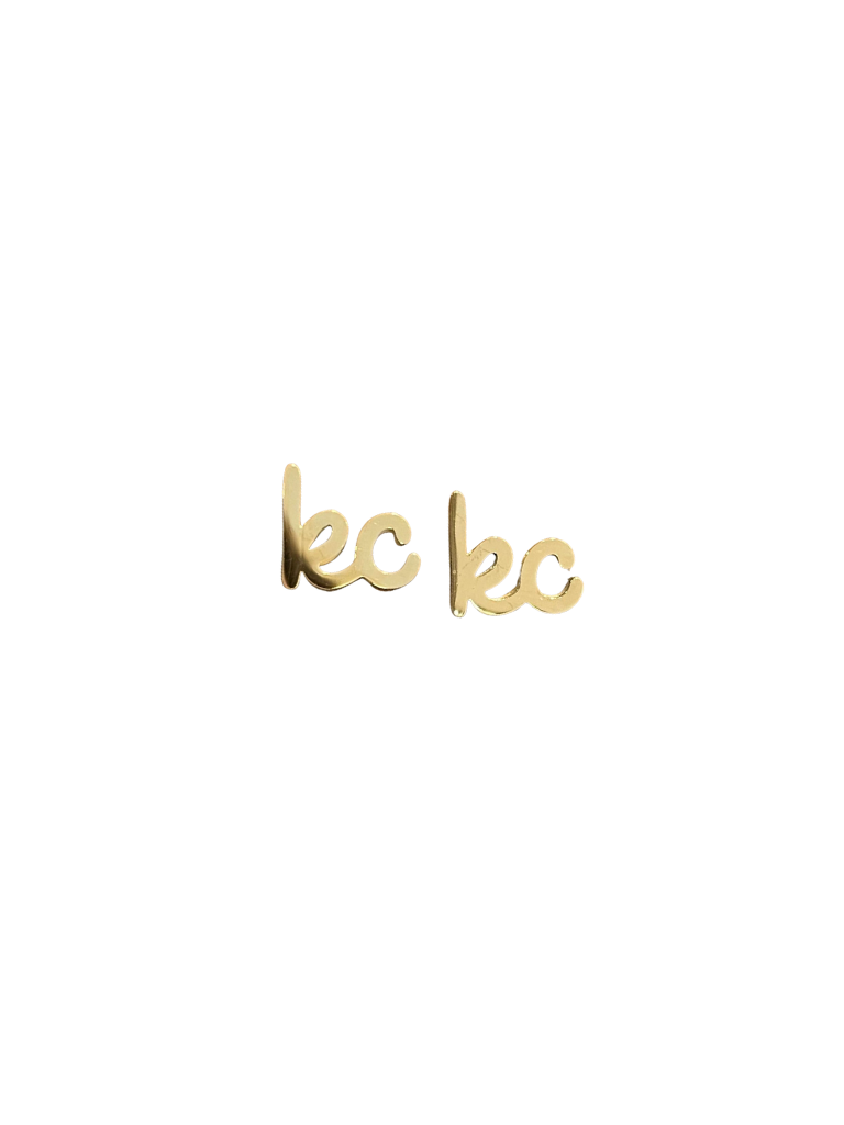 Gold Script KC Studs