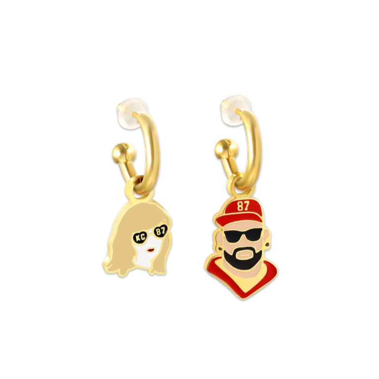 Kansas City #87 & Taylor Swift Profile Huggie Hoop Earrings