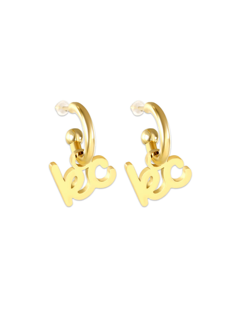 Kansas City Script Charm Huggie Hoop Earrings
